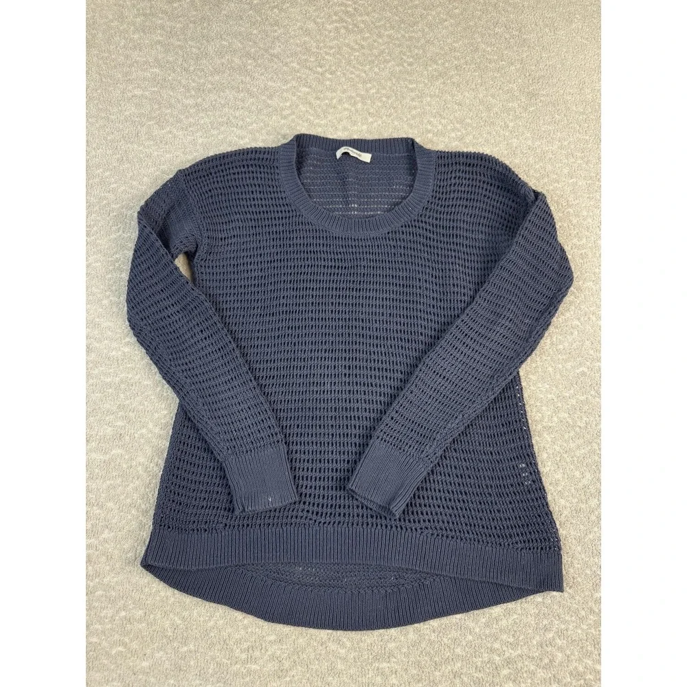 Madewell Sweater Womens XXS Blue Open Knit Crewneck Lightweight Pullover